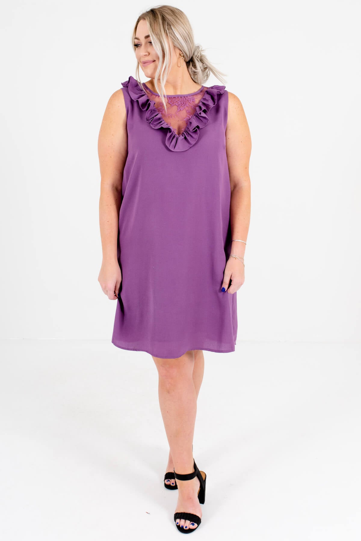 Purple Cute and Comfortable Plus Size Boutique Mini Dresses for Women