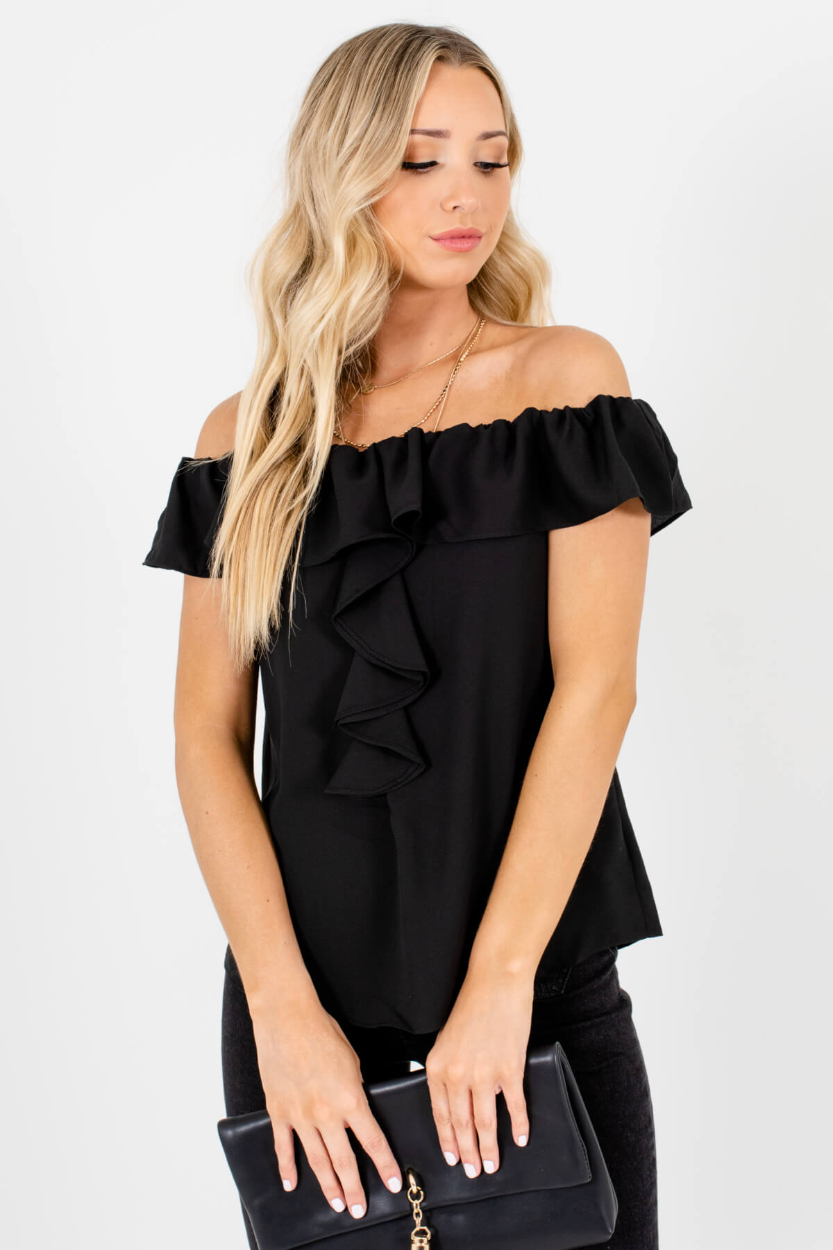 Black Lightweight High-Quality Boutique Tops for Women