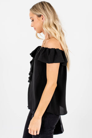 Women's Black Trendy Style Boutique Tops