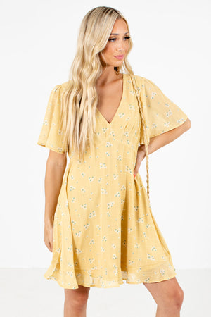 Women's Yellow Fully Lined Boutique Mini Dress