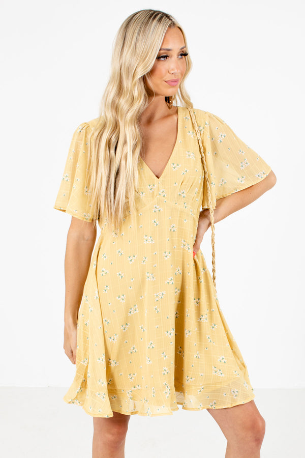 Sun-Kissed Yellow Floral Mini Dress | Boutique Mini Dress - Bella Ella ...