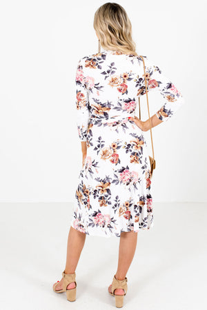 Women's White Faux Wrap Style Boutique Knee-Length Dress