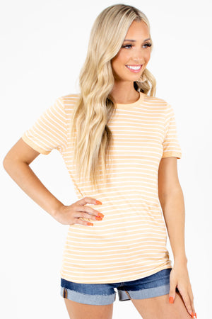 Orange Stretchy Material Boutique Tops for Women