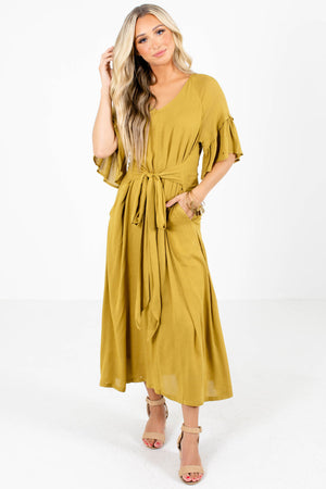 Yellow Boutique Maxi Dresses with Pockets for Women