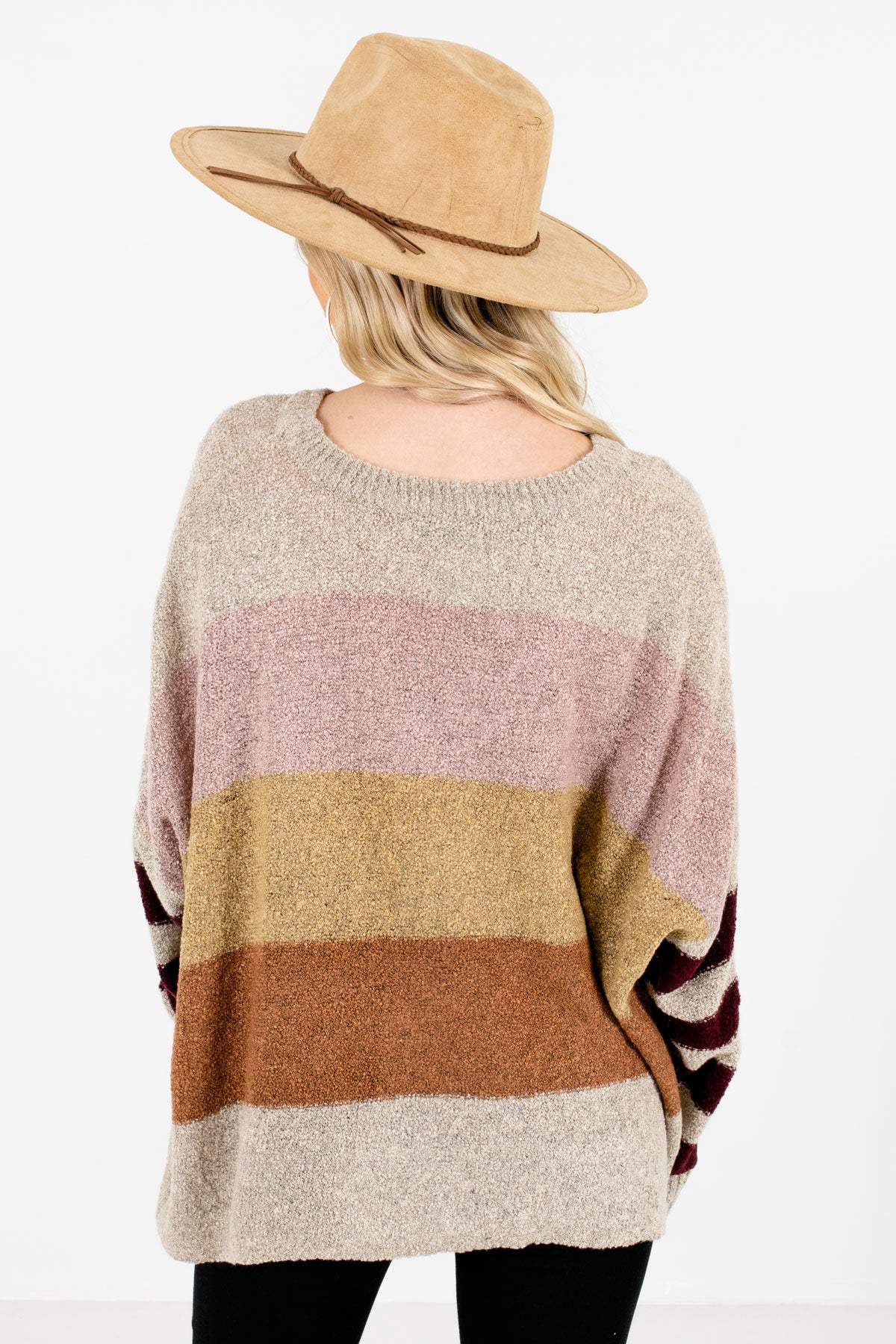 Women's Beige High-Quality Knit Material Boutique Sweater