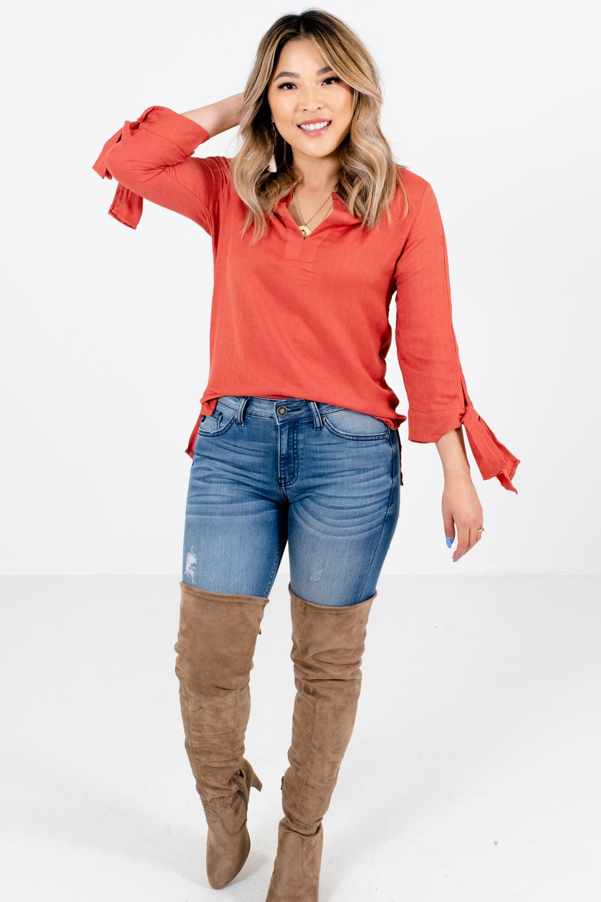 Women’s Dark Coral Fall and Winter Boutique Clothing