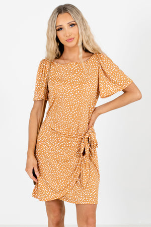 Orange and White Polka Dot Patterned Boutique Mini Dresses for Women