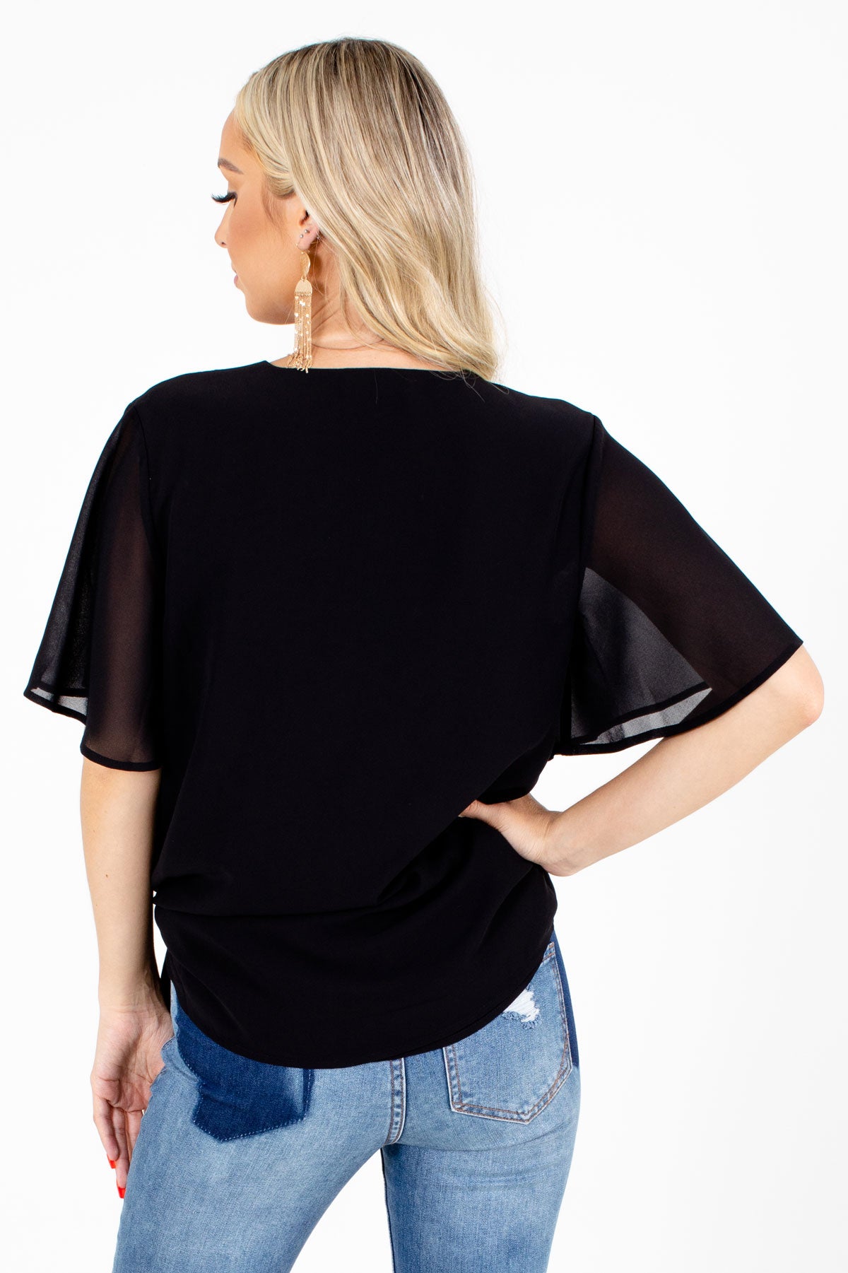 Lovely Black Top - Wrap Top - Short Sleeve Top - Blouse - $44.00 - Lulus