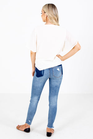 Women's Cream Lightweight Material Boutique Blouse
