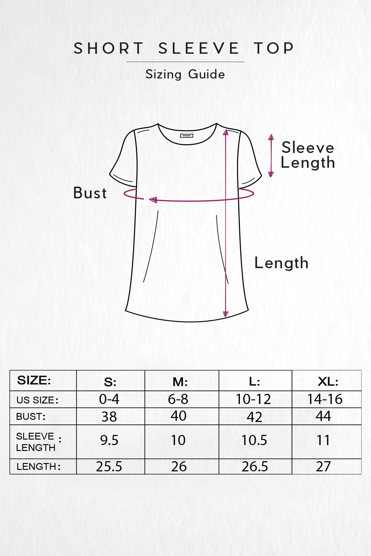 Short Sleeve Top Sizing Guide