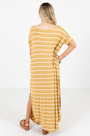 Women's Yellow Boutique Maxi Dresses with Pockets