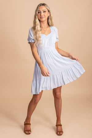Blue women's boutique dress with tier