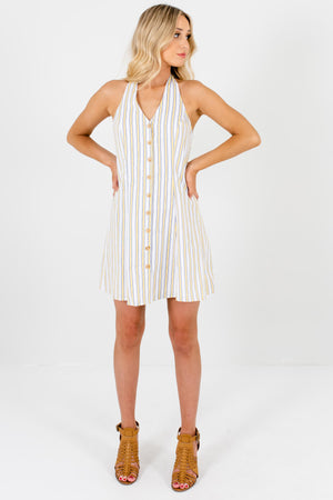 White Striped Cute and Comfortable Boutique Mini Dresses for Women