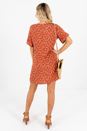 Women's Rust Orange Button-Up Front Boutique Mini Dress
