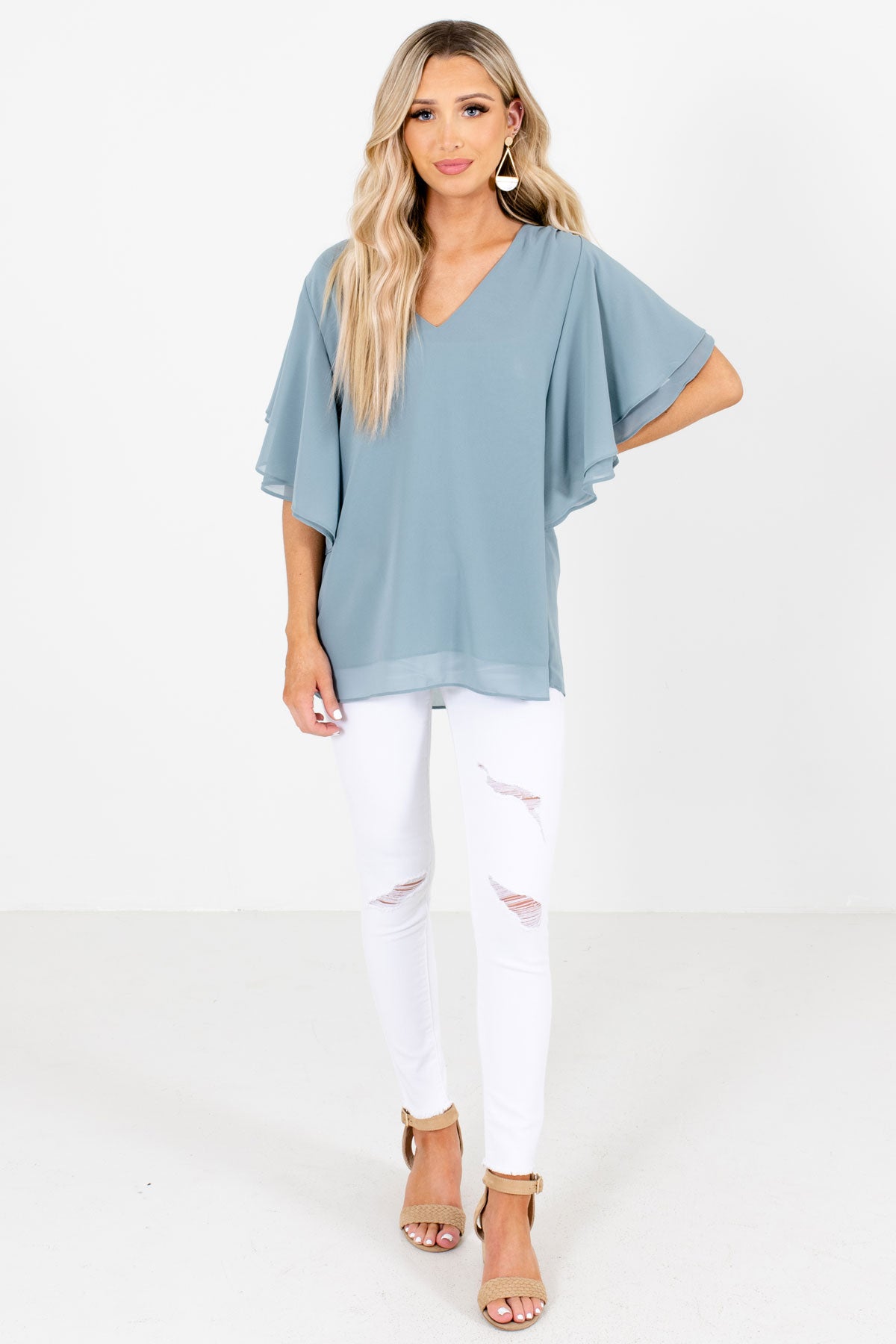 Take Care Flutter Sleeve Blouse | Bella Ella Boutique