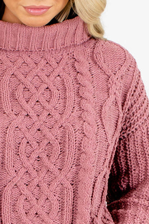Women's Pink Cable Knit Boutique Sweater
