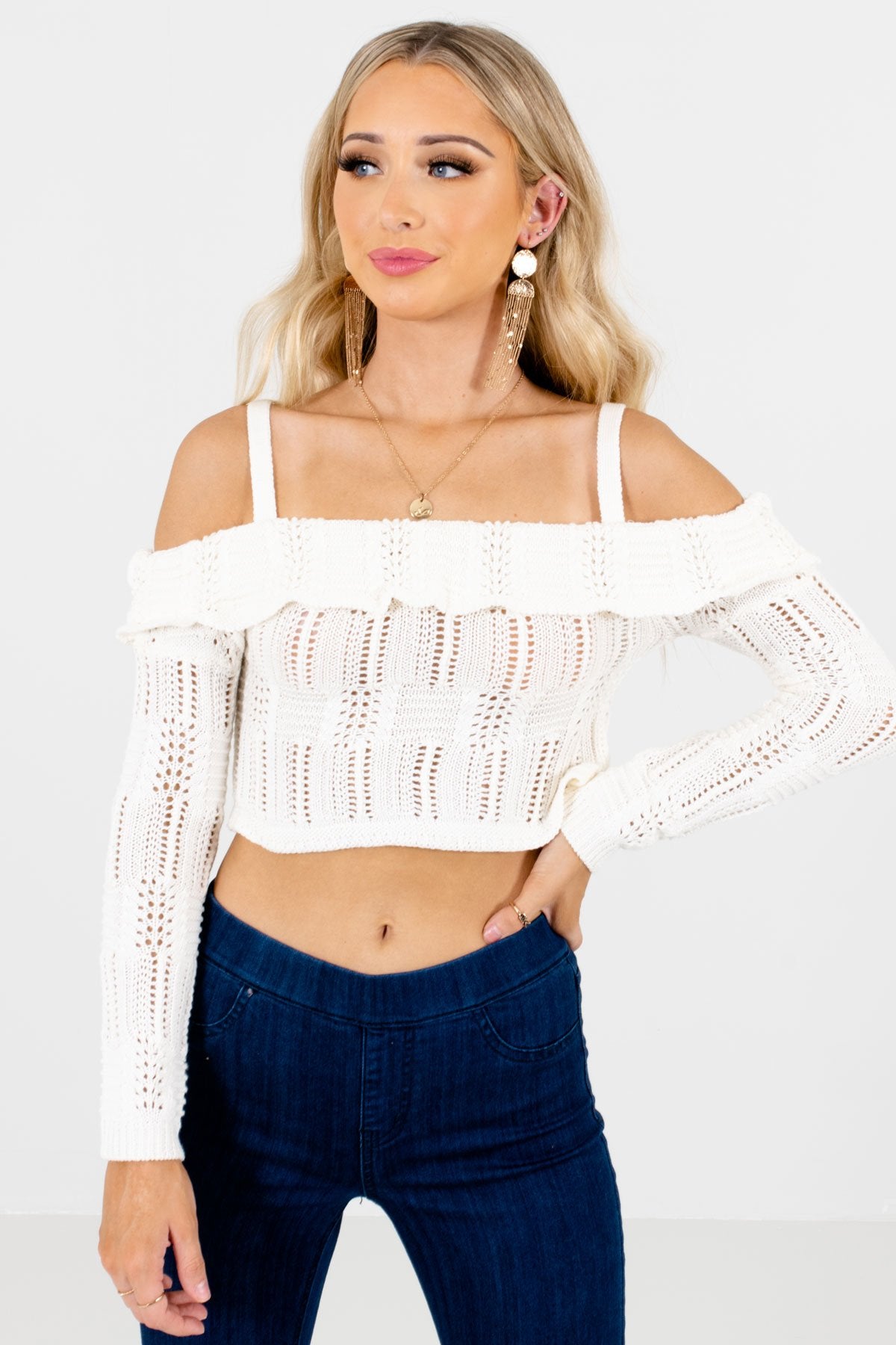 Cream Cute and Comfortable Boutique Tops for Women