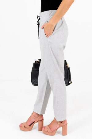 White Pleat Accented Boutique Patterned Pants for Women