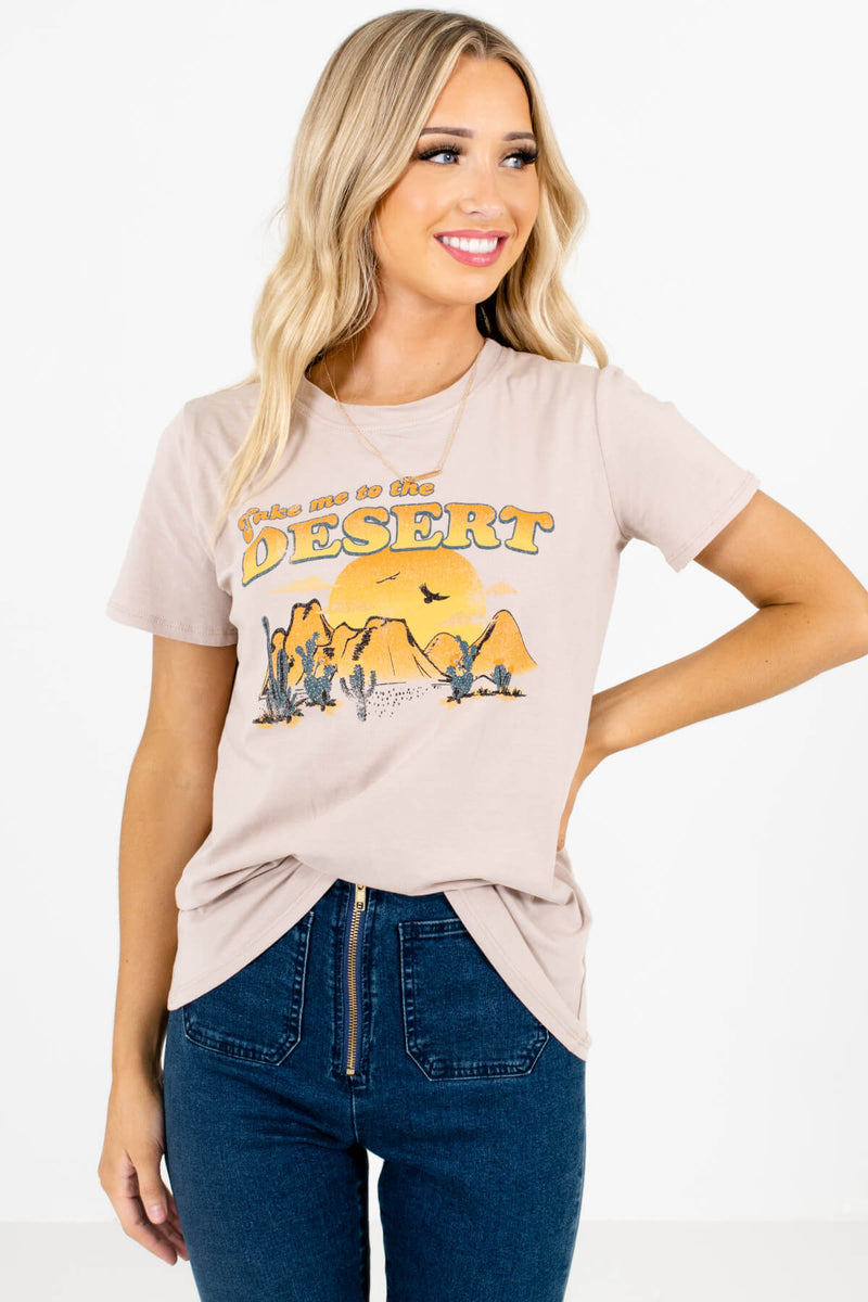 Take Me to The Desert Taupe Brown Graphic Tee