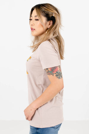 Taupe Brown Multicolored Desert Landscape Graphic Boutique T-Shirts for Women