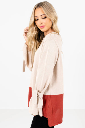 Beige High-Low Hem Boutique Sweaters for Women