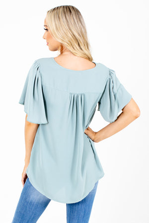 Women's Green Interior Lined Boutique Blouse