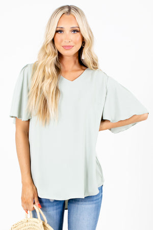 Sage Green Casual Everyday Boutique Blouses for Women
