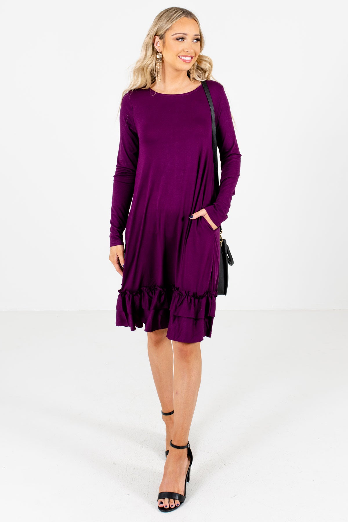 Purple Cute and Comfortable Boutique Knee-Length Dresses for Women