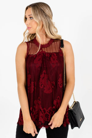 Burgundy Red Cute and Comfortable Boutique Tops for Women