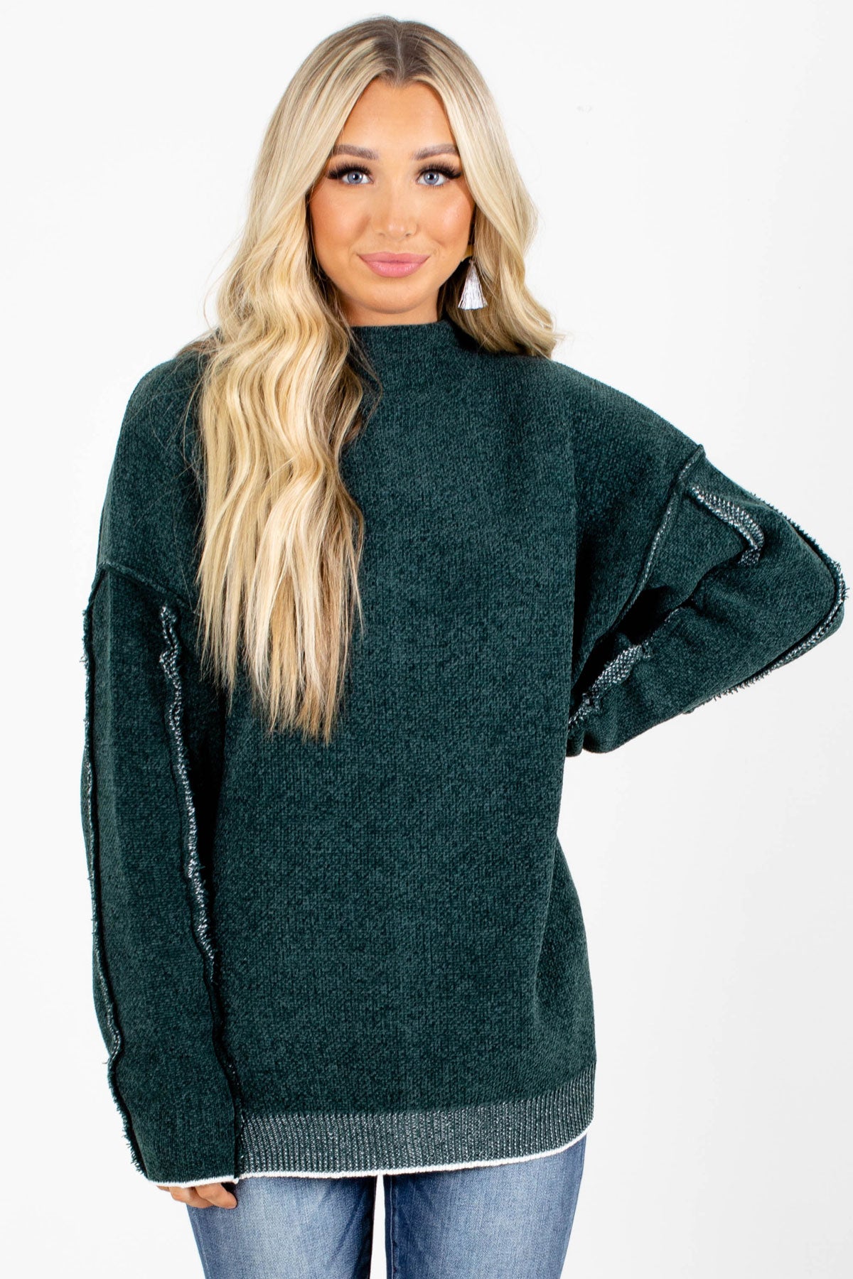 Knit Sweater in Dark Green for Women