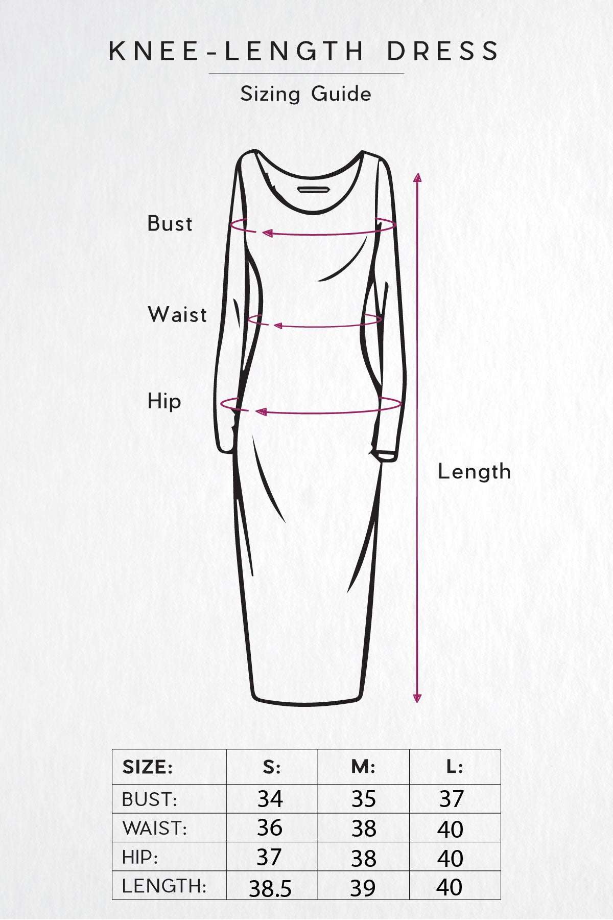 Knee Length Dress Sizing Guide