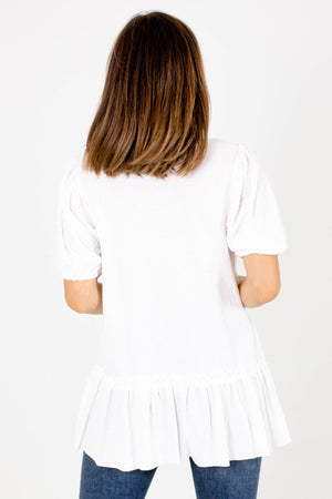 Women's White Casual Everyday Boutique Tops