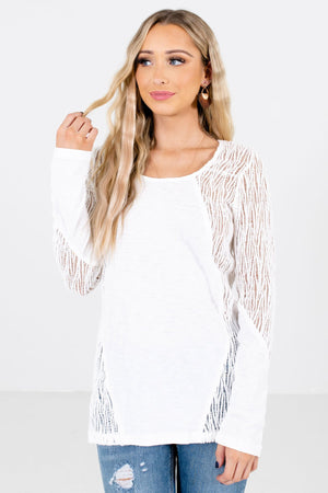 White Crochet Lace Detailed Boutique Tops for Women