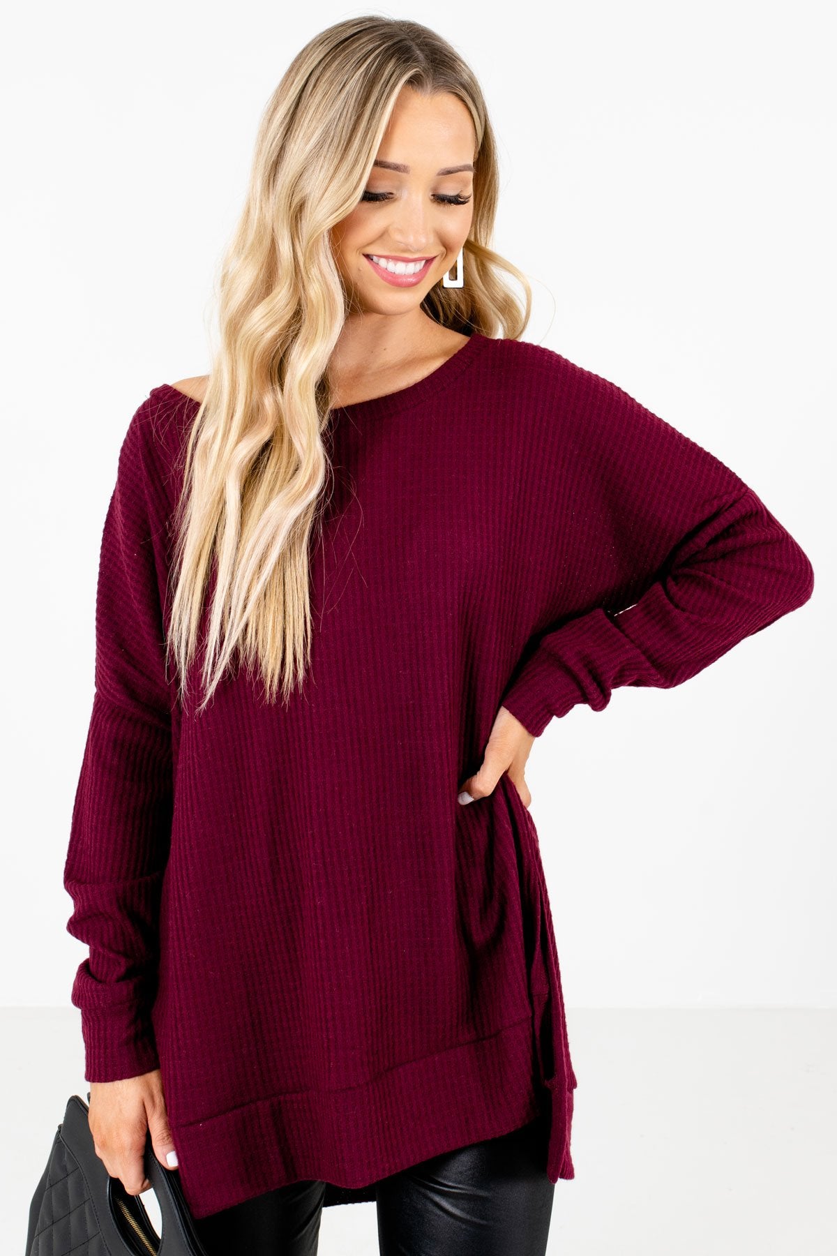 Women’s Burgundy Cozy and Warm Boutique Tops