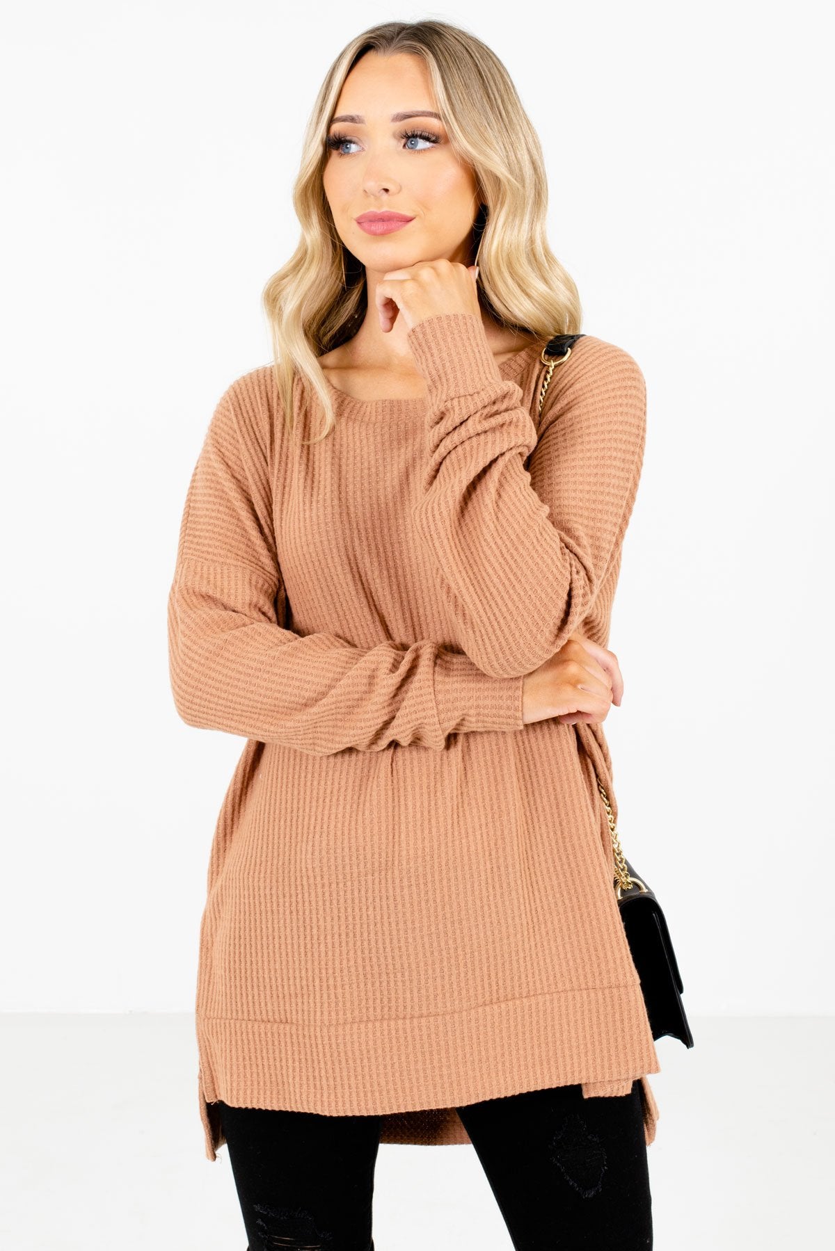 Women’s Tan Brown Cozy and Warm Boutique Tops