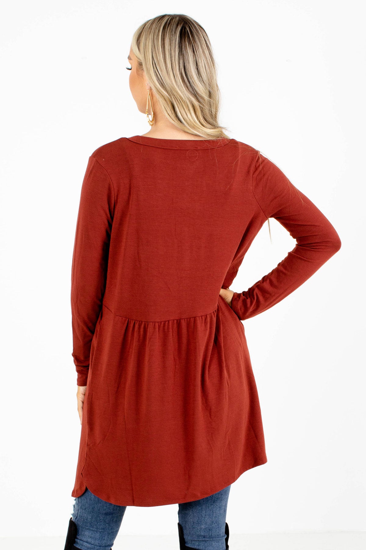 Long Cardigan in Rust Red for Women