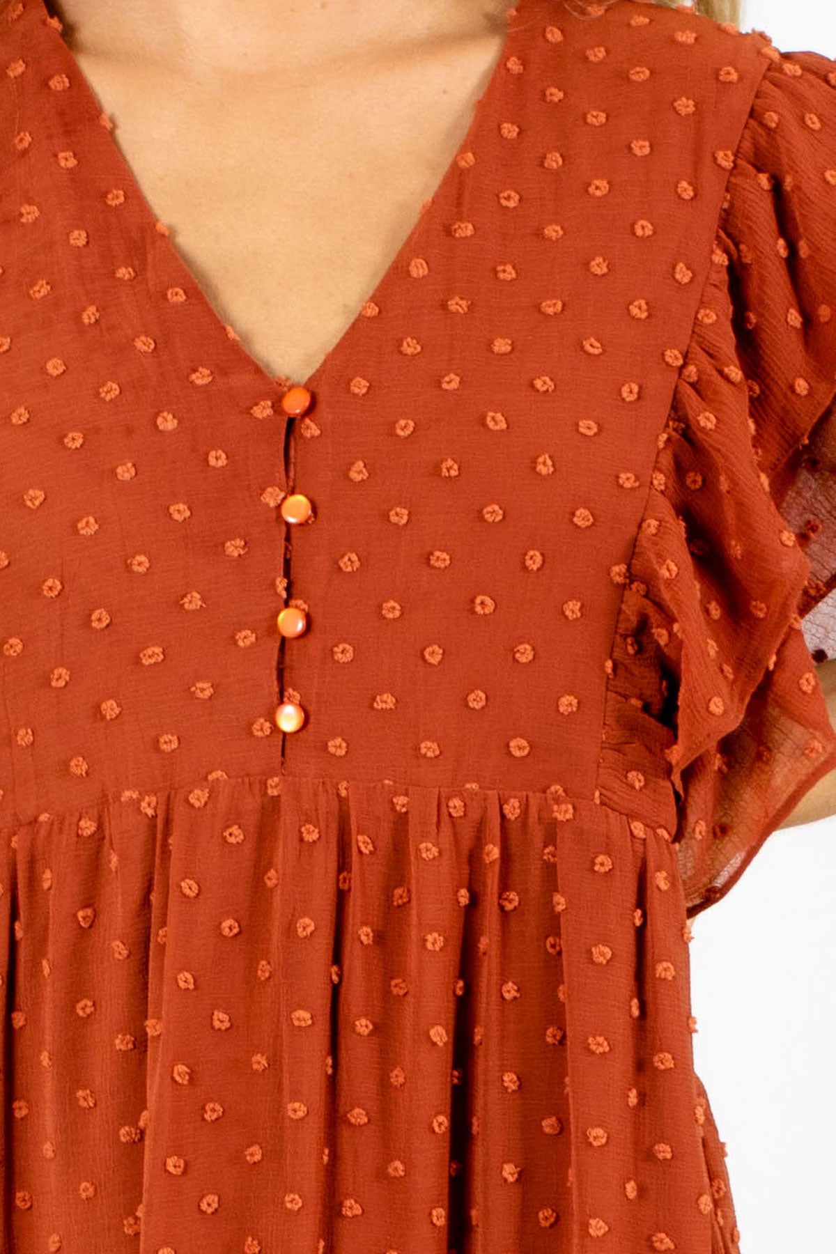 Rust Orange Polka Dot Dress.