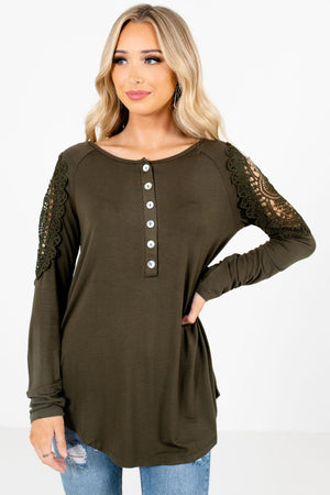 Women’s Dark Olive Green Soft High-Quality Boutique Tops