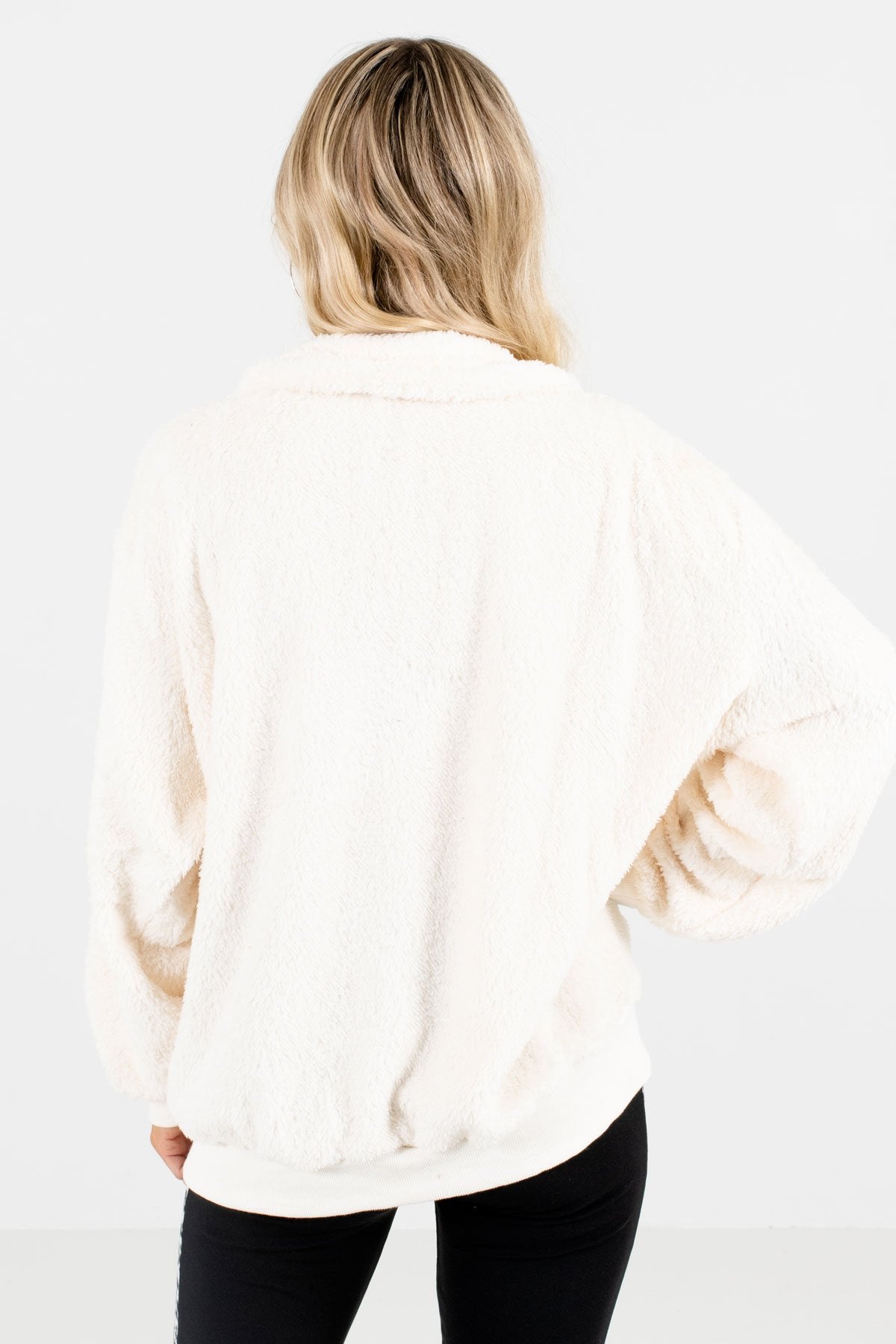 Women’s White Zip-Up Neckline Boutique Pullover