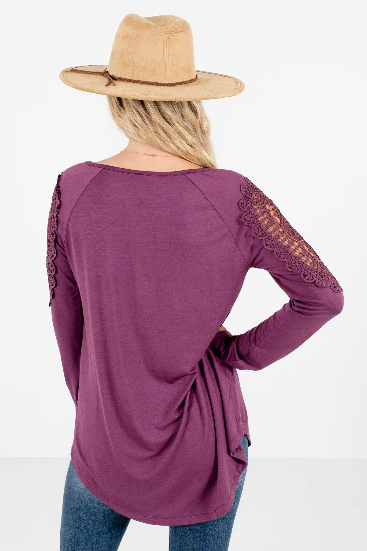 Women’s Purple Button-Up Neckline Boutique Tops