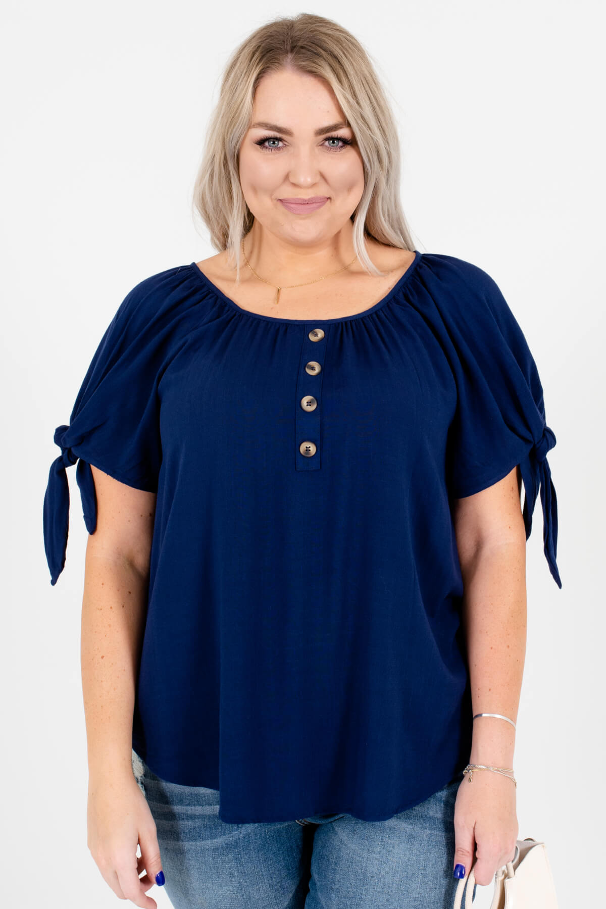 Navy Blue Cute and Comfortable Boutique Plus Size Tops for Women