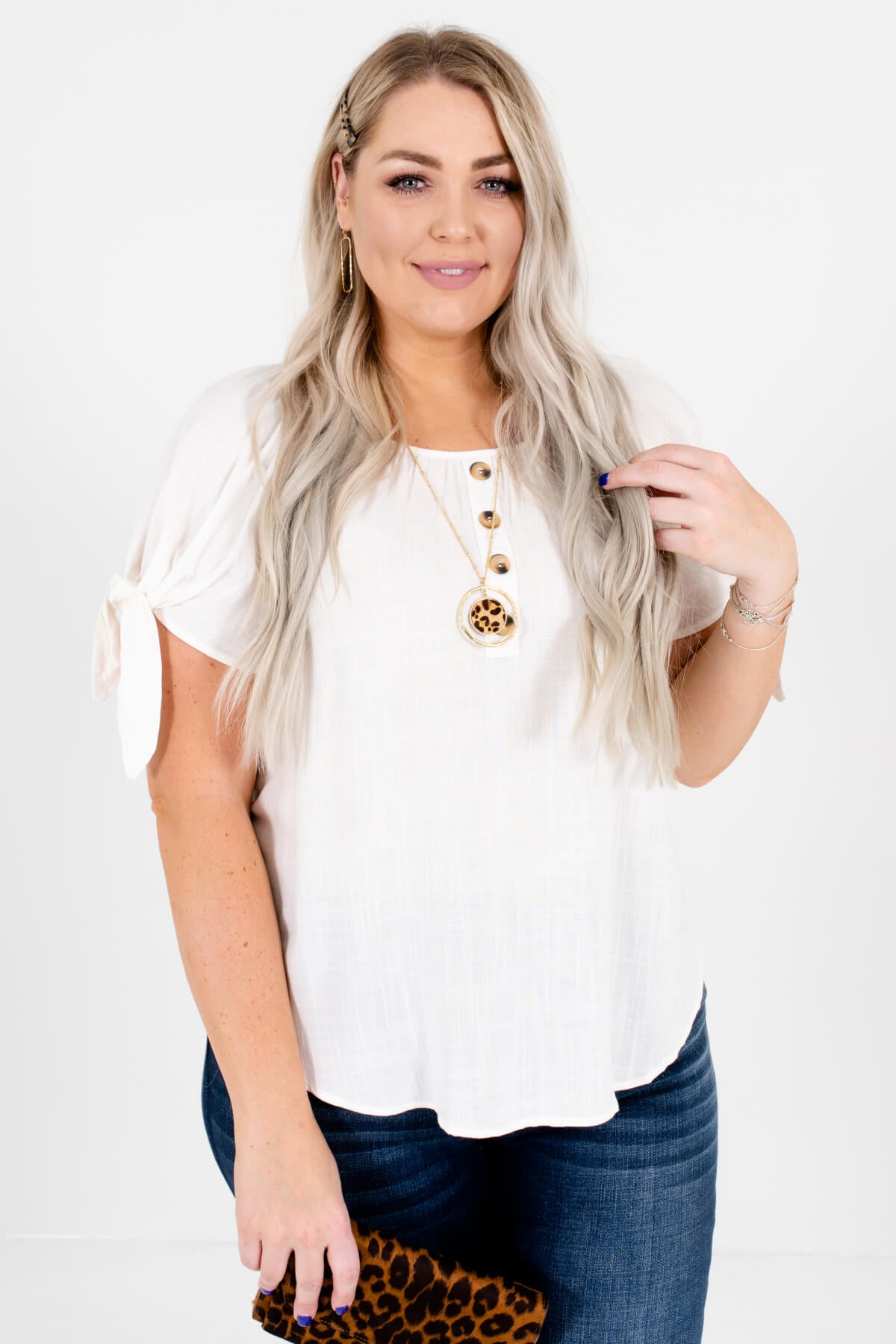 White High-Quality Plus Size Boutique Tops for Women