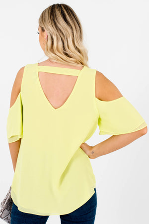 Women's Neon Green Faux Wrap Style Boutique Tops