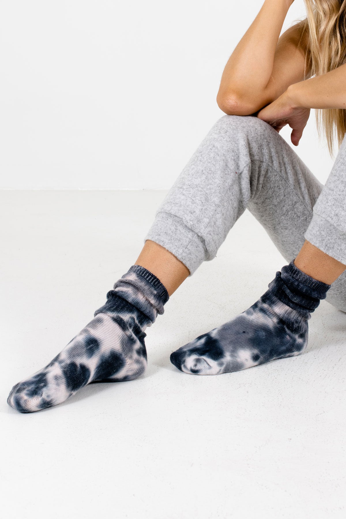 Gray Tie-Dye Cute and Comfortable Boutique Socks for Women