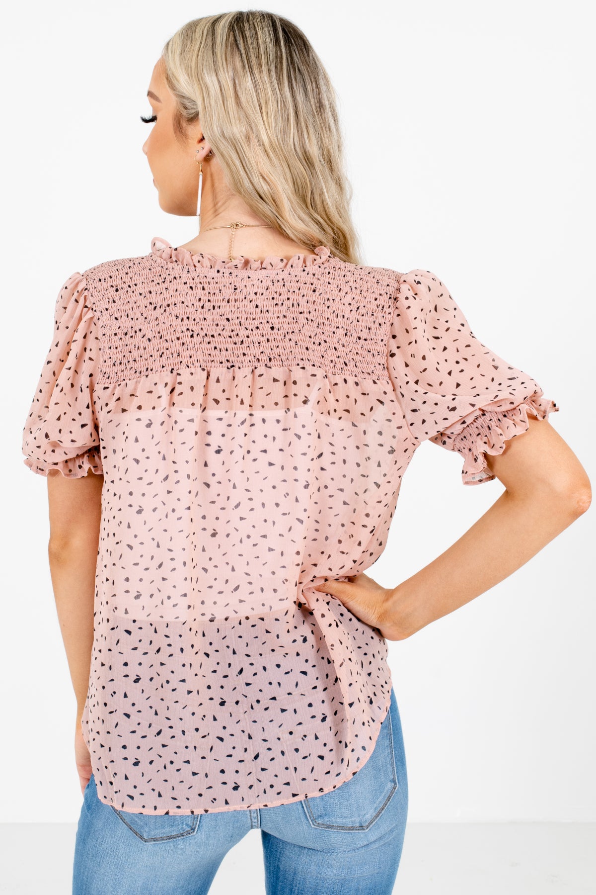 Women's Pink Ruffled Boutique Blouse