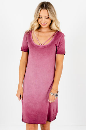 Women's Pink Short Sleeve Boutique Knee-Length Dress