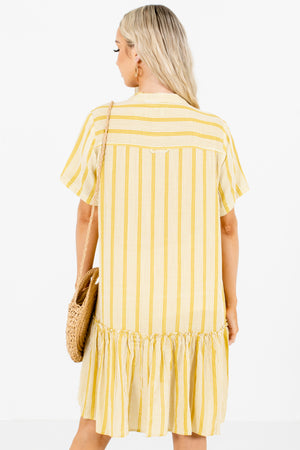 Women's Yellow Button-Up Front Boutique Mini Dress