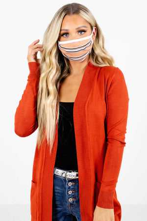 Orange Face Mask with Stripes