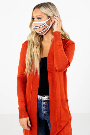 Orange and White Striped Face Mask
