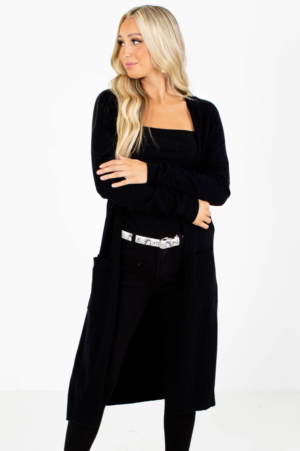 Black Layering Boutique Cardigans for Women
